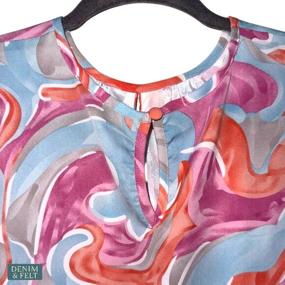 Milk & Honey Boutique Coral Multi Swirl Cutout Long Sleeve Midi Dress NEW~NWT!! - Picture 9 of 13